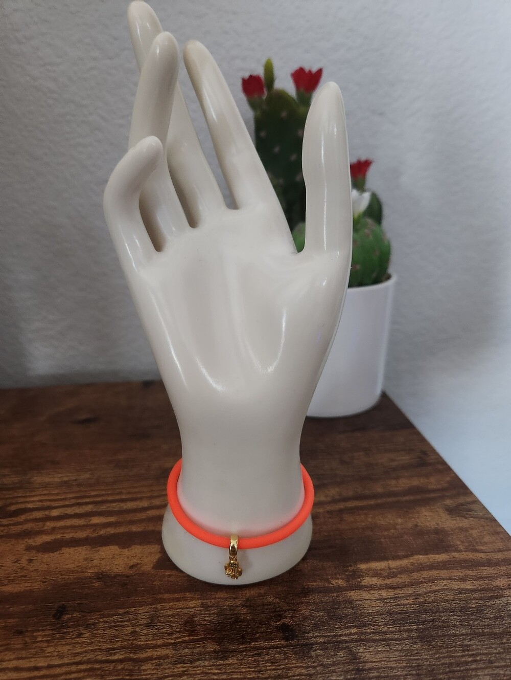 Orange Bracelet with Cactus Chatm